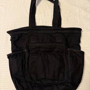 Thirty One Retro Metro Black Canvas Multi Pocket Key Loop Shoulder Bag